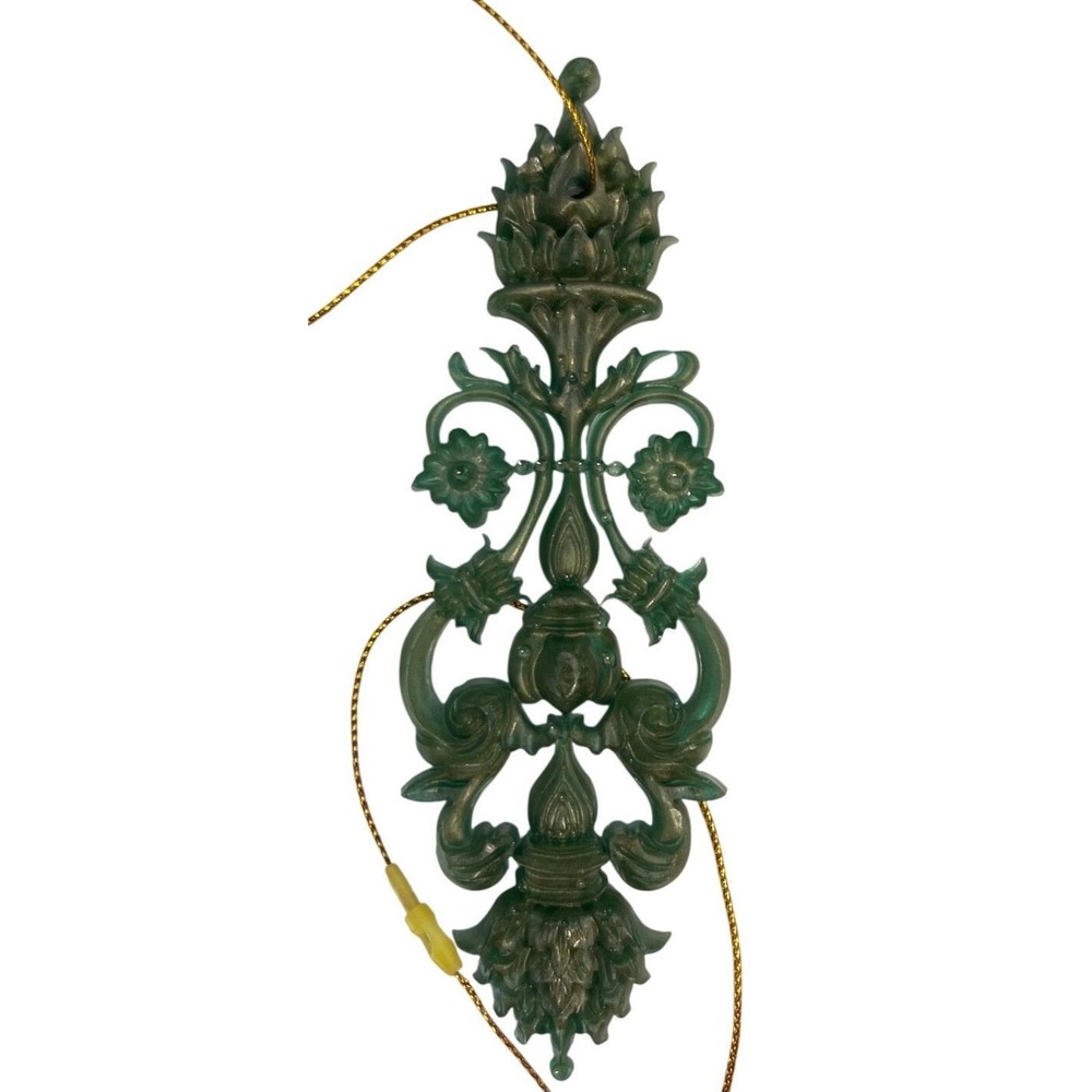 10pc Handmade Green Mica Baroque Architectural Salvage Style Christmas Ornaments - Picture 12 of 16